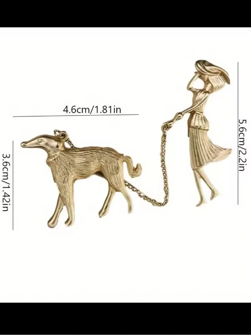 Vintage Runway Lady & Hound Brooch Pin